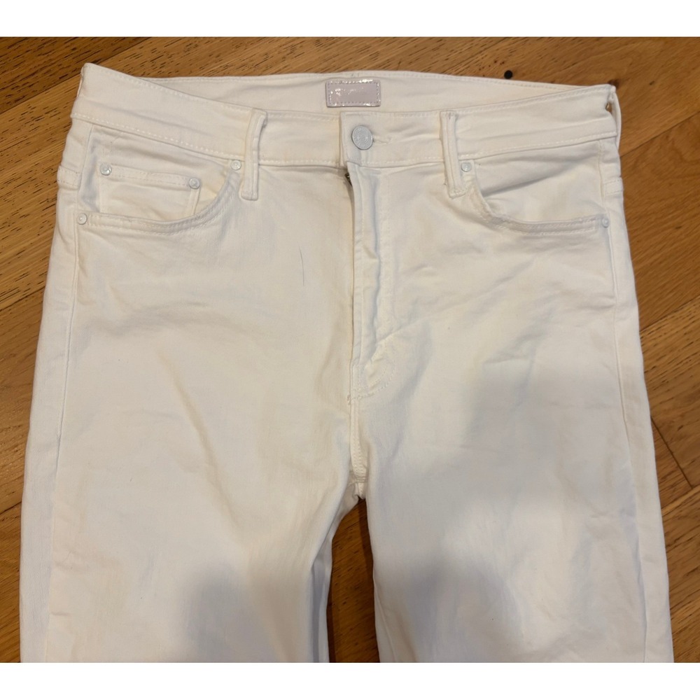 MOTHER The Insider Crop Step Fray Jeans White Fairest Of Them All 31 1157-753 - Picture 2 of 7